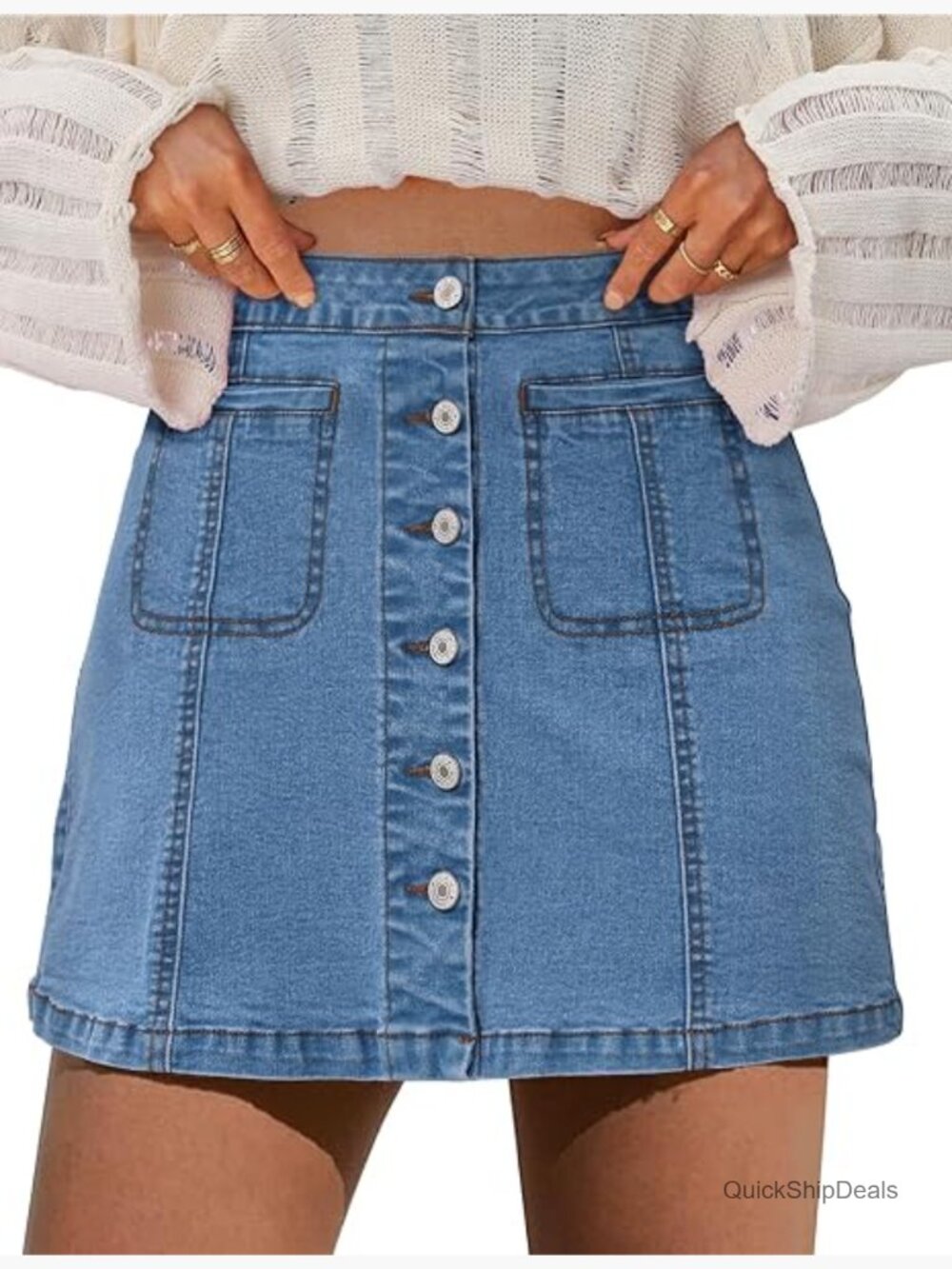 High Waisted Denim Skorts with Pockets Stretchy Mini Skirt Shorts